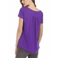 thumbnail image 3 of Innerwin T-Shirt Couleur Unie Femmes Hauts Été Manches Courtes Mode T-Shirt Violet P, 3 of 4