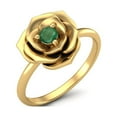 thumbnail image 2 of 925 Sterling Silver Gold Vermeil 3 MM Round Emerald Blossom Rose Flower Valentines Day Gifts Ring, 2 of 3
