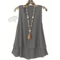 thumbnail image 2 of Linen Tank Tops Womens Sleeveless Dual-Layered Flowy Boho Tee Shirt Loose Fit Casual Beach Summer Blouses (L, Gray), 2 of 8