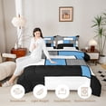 thumbnail image 3 of Manfei Abstract Grid Twin Comforter Sets, Light Blue Checkered Bedding Set, Black Reversible 2 Pieces, 1 Comforter and 1 Pillowcase, 3 of 6