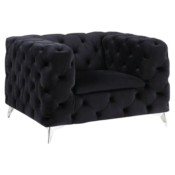 ACME Phifina Tuxedo Arm Tufted Accent Chair in Black