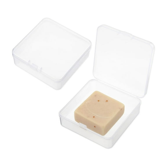 Clear Travel Soap Case, Square Soap Holder Container,Leak Proof Transparent Box with Draining Pad for Business Trip Camping Outdoor Gym Bathroom