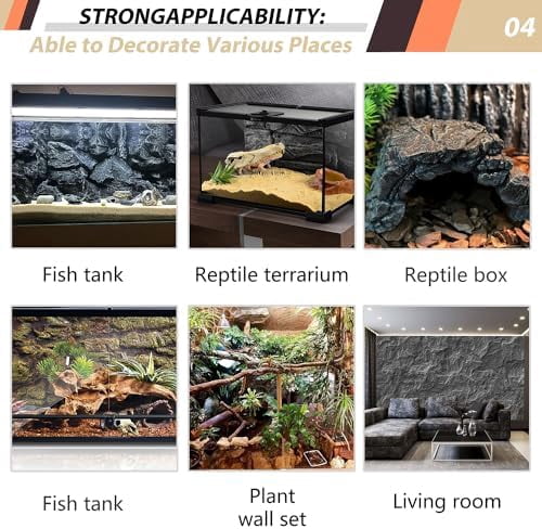 17.7x11.8in Rock Terrarium Background,3D Reptile Tank Background Board,Amphibian Stereo Backdrop Wall,Lizard Snake Gecko Spider Turtle Fish pet silo Background Decorative Panel(Brown)