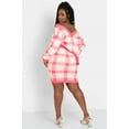 thumbnail image 5 of Rebdolls Women's Plus Plaid Sweater Knit Bodycon Mini Skirt - Pink - 3X, 5 of 5