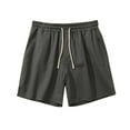 thumbnail image 3 of DBAIXID Shorts for Men Lightweight Elastic Waist Tropical Casual Realxed Stretch Mens Shorts Linen Drawstring Summer Trendy Flat Front Slim-Fit Yoga Shorts Dark Gray 3XL, 3 of 4