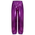 thumbnail image 3 of Xnihocha Kids Girls Boys Trousers Metallic Sparkle Hip Hop Jazz Modern Dance Pants Loose Fit Streetwear Purple 120, 3 of 7