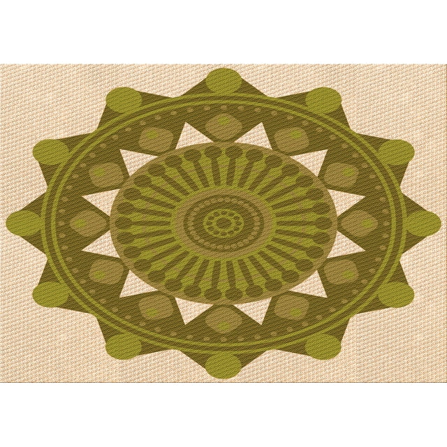 Ahgly Tapis Rectangulaire Lavable en Machine Intérieur Transitionnel Jaune Foncé Vert, 5 Pieds x 8 Pieds