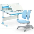 thumbnail image 1 of Gymax Ensemble de Chaises de Bureau de Bureau Réglable pour Enfants avec Étagère Bleue, 1 of 10