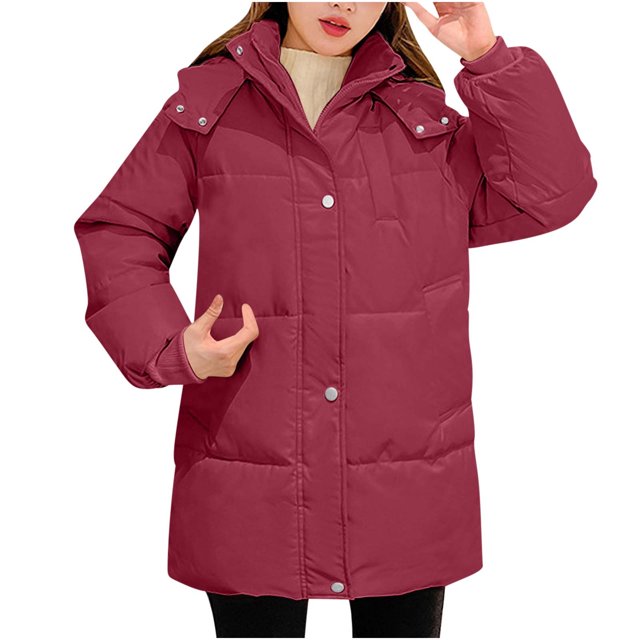 Birdeem Veste en Coton Épaissie pour Femmes, à la Mode, à Col Rond, à Capuche, à Simple Boutonnage, Veste Chaude et Pelucheuse