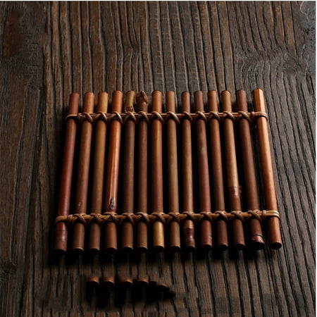 

Livesture Japanese-style Handmade Insulation Pad Bamboo Silk Carbonized Coaster Square Tea Ceremony Mat Pot Holder Pot Mat Bowl Mat Brown Mat Large bamboo raft coaster