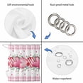 thumbnail image 3 of Polyester Fabric Valentines Day Shower Curtain, Modern Love Heart Eucalyptus Leaf Pink Plaid Waterproof Bathtub Curtain Bathroom Decor Set with Hooks 54 x 78 Inches, 3 of 6