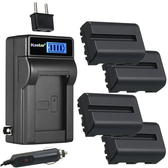 Kastar 4-Pack NP-FM500H Battery and LCD AC Charger Compatible with Sony α200, Alpha A200, DSLR-A200, DSLR-A200K, DSLR-A200W, DSLR-A200WB, DSLR-A300, α300, Alpha A300, DSLR-A300K, DSLR-A300K/N Cameras