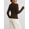 thumbnail image 4 of Pink Queen Spring 2026 Women's Summer Mock Neck Long Sleeve Tops Pleated Wrap Waist with Metal Buttons Stretch Slim Fit Shirts, 4 of 7