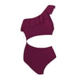 thumbnail image 4 of TODOZO One Piece Swimsuit Women Tummy Control Swim Suits for Women 2025 Trendy Women Cutout Swimsuits One Shoulder Ruffle Cut Out Bathing Suit Swimwear Monokini 2025 Wine S, 4 of 4