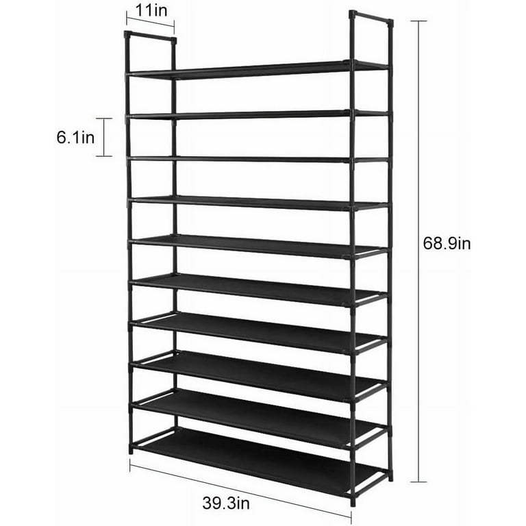 Camabel 10 Tiers Shoe Rack Capacity 130lbs For 60 Pairs Stackable Narrow  Expandable Non-Woven Fabric Storage Organizer Cabinet Tower Shelf Space