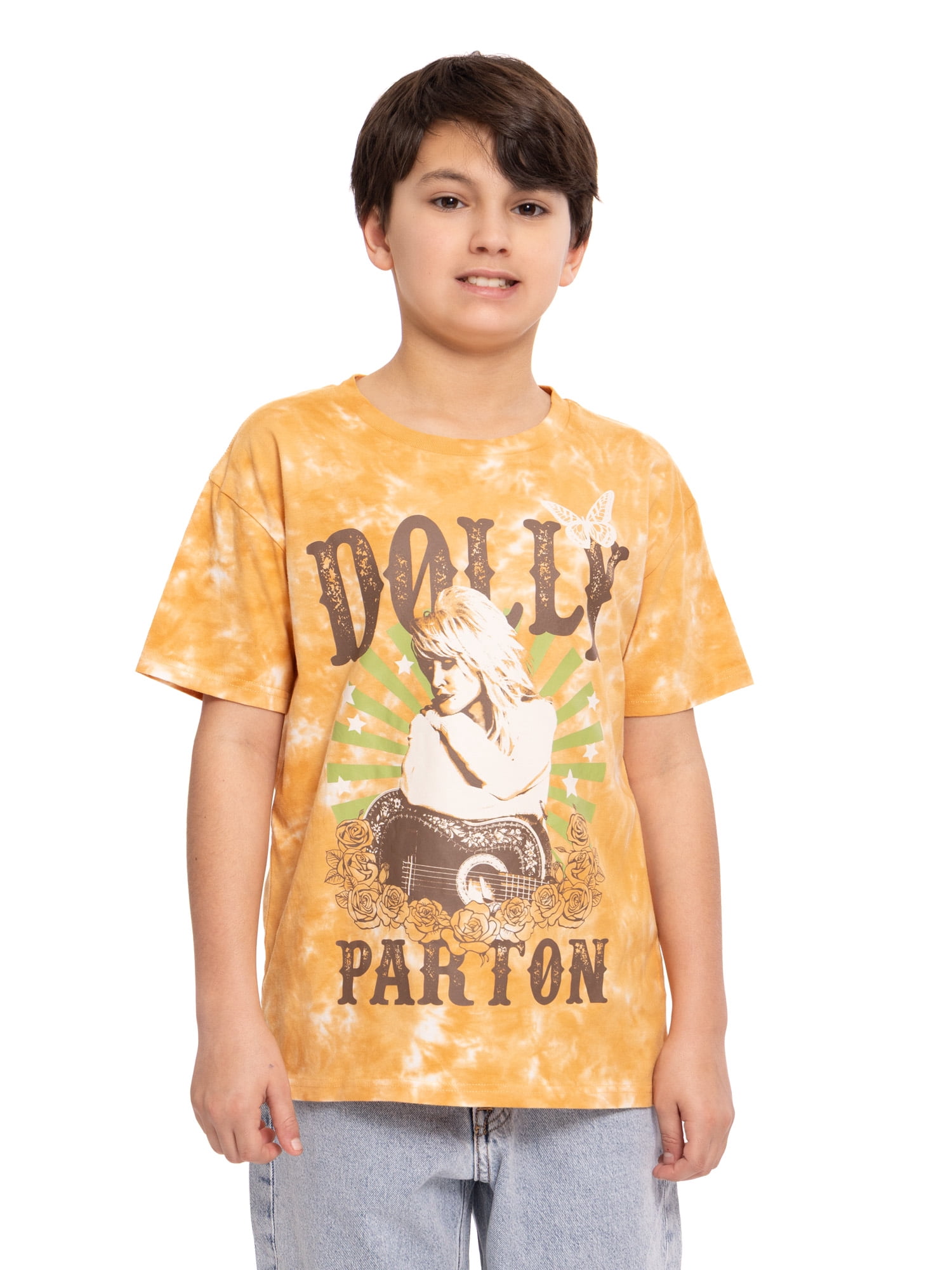 Dolly Parton Boys Tie Dye Graphic Tee with Short Sleeves, Sizes 4-18