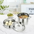 thumbnail image 3 of Costway 2-Tier Steamer Pot 304 Stainless Steel Steaming Cookware w/ Glass Lid, 3 of 8