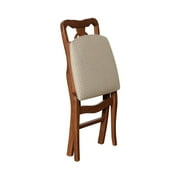 Stakmore Chippendale Hardwood Folding Chair in Light Cherry with Blush Upholstery (2 Pack)