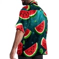 thumbnail image 3 of Watermelon Men's Hawaiian Shirt, Button Down Poplin Short Sleeve Casual Summer Beach Printed Unisex Shirts, 3 of 6