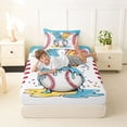 thumbnail image 4 of Erosebridal Kids Baseball Twin Sheet Sets, Sports Theme Bedding, 1 Flat Sheet, 1 Fitted Sheet and 1 Pillowcase, 4 of 5
