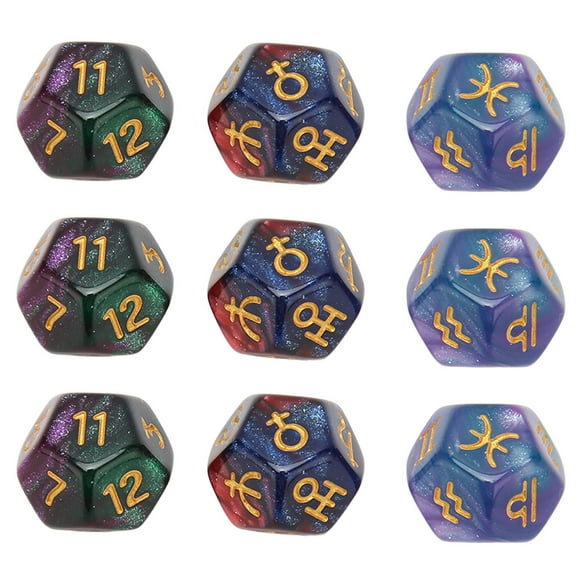Ensemble de 9 dés Polyédriques, dés de Jeu de Table Légers et Imperméables pour Jeu de Rôle, Jeu de Société, Jeu de dés