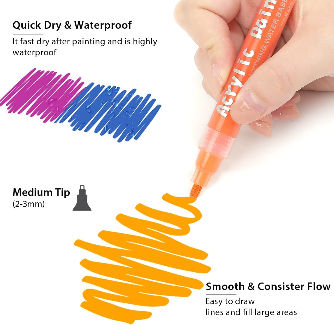 SANJOKI Watercolor Markers Dual Tips Brush Chisel 24 Washbale