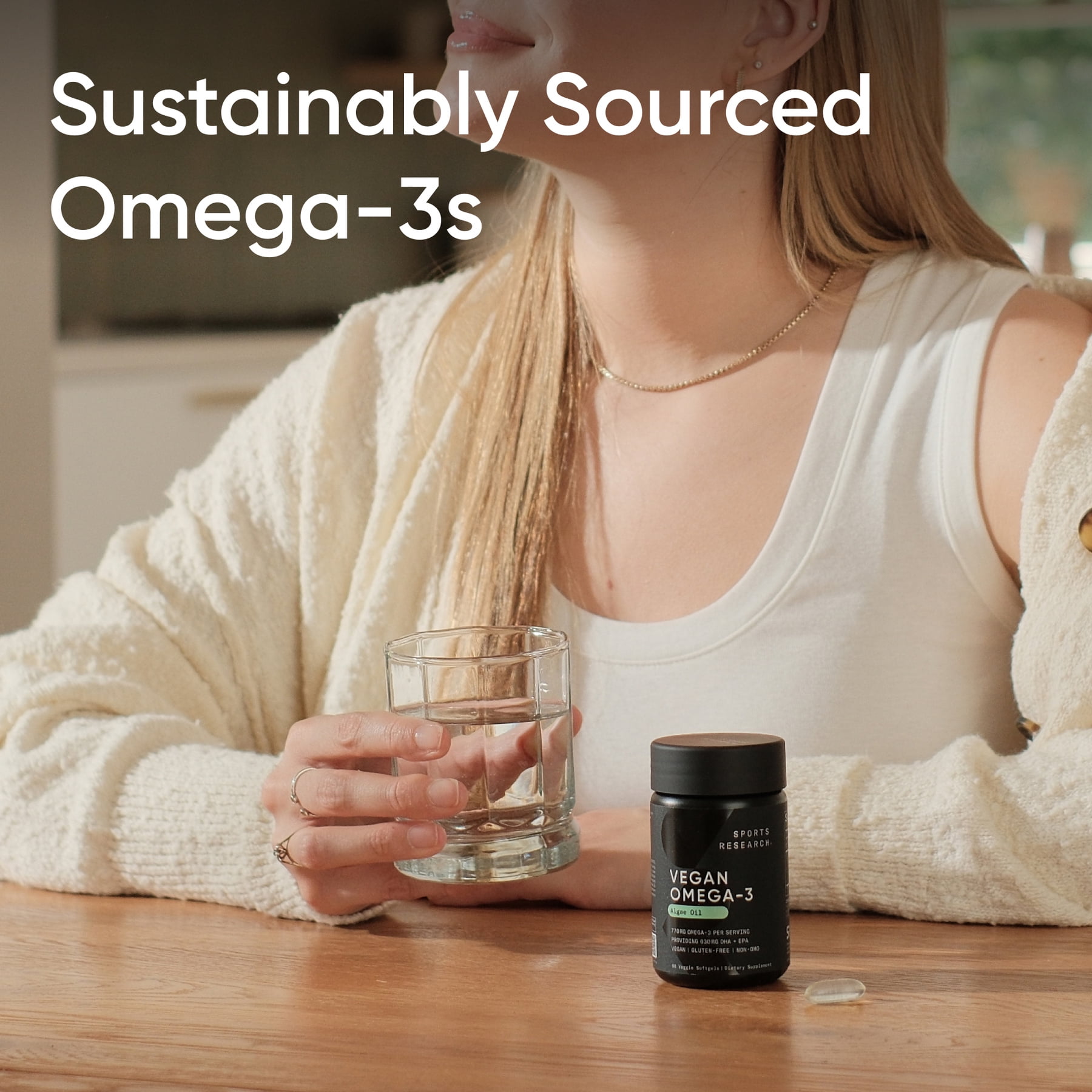 Sports Research® Highest Levels of Vegan Omega 3 DHA & EPA Softgel Fatty Acids (Carrageenan Free)