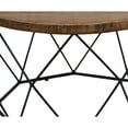 thumbnail image 3 of Round Wooden Coffee Table with Geometric Cutout Iron Base, Black and Brown- Saltoro Sherpi, 3 of 5