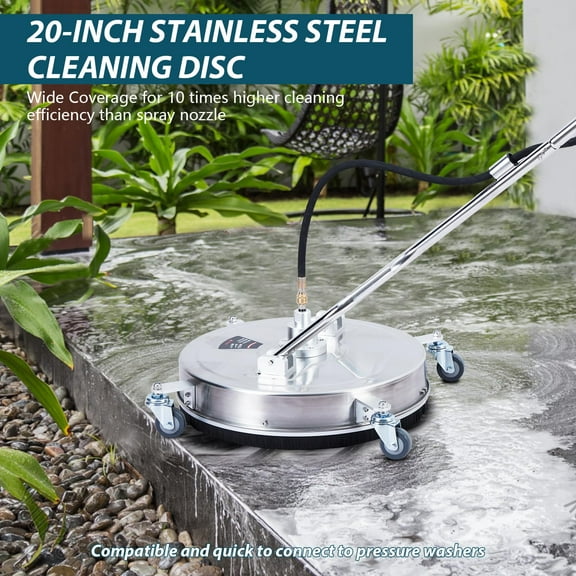 Towallmark 24-Inch Pressure Washer Surface Cleaner – Stainless Steel Concrete Cleaner with Handles & Wheels, 4000 PSI for Driveways, Patios, Decks, and Sidewalks