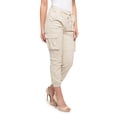 thumbnail image 4 of G-Style USA Women's Drawstring Waist Cargo Jogger Pants RJJ3645 Ivory Medium, 4 of 5