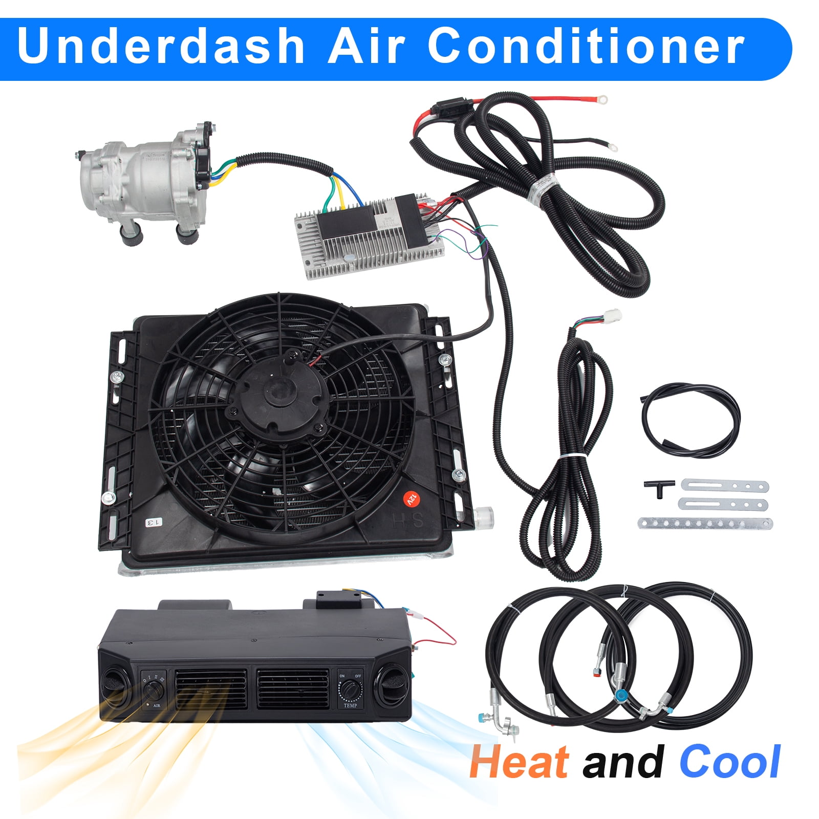 12V Underdash Electric Air Conditioning Cool & Heat A/C Kit Auto Car Universal