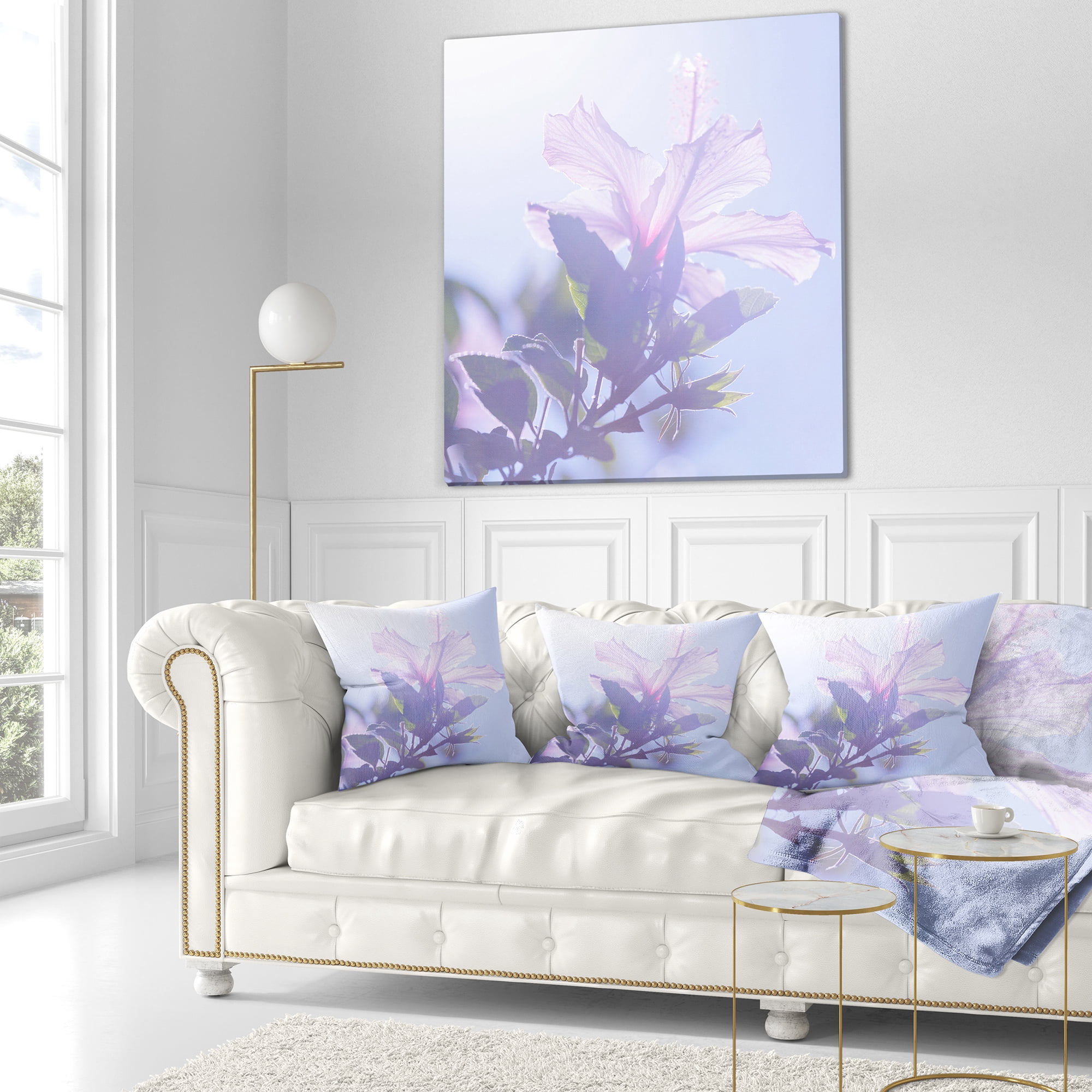 Designart Pink Hibiscus Flower in Hawaii - Flower Throw Pillow - 18x18