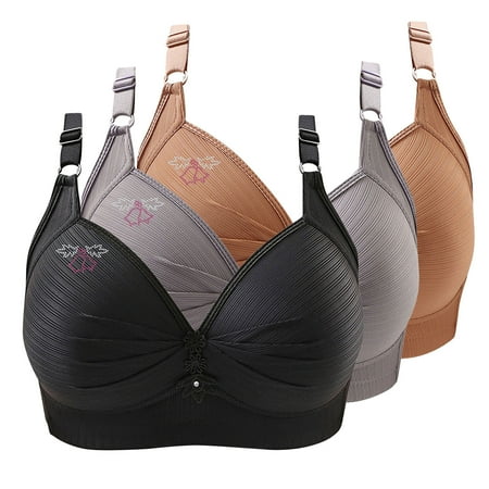 Bras for Women No Underwire Comfort Wireless Seamless Bra Ndbuld 3PC Woman s Printing Gathered Together Large Size Daily Bra Underwear No Rims Christmas Deals Brown 3XL