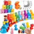 thumbnail image 1 of Juguete de aprendizaje Montessori IPOURUP con forma de tren de dinosaurios con candados y llaves, 1 of 7