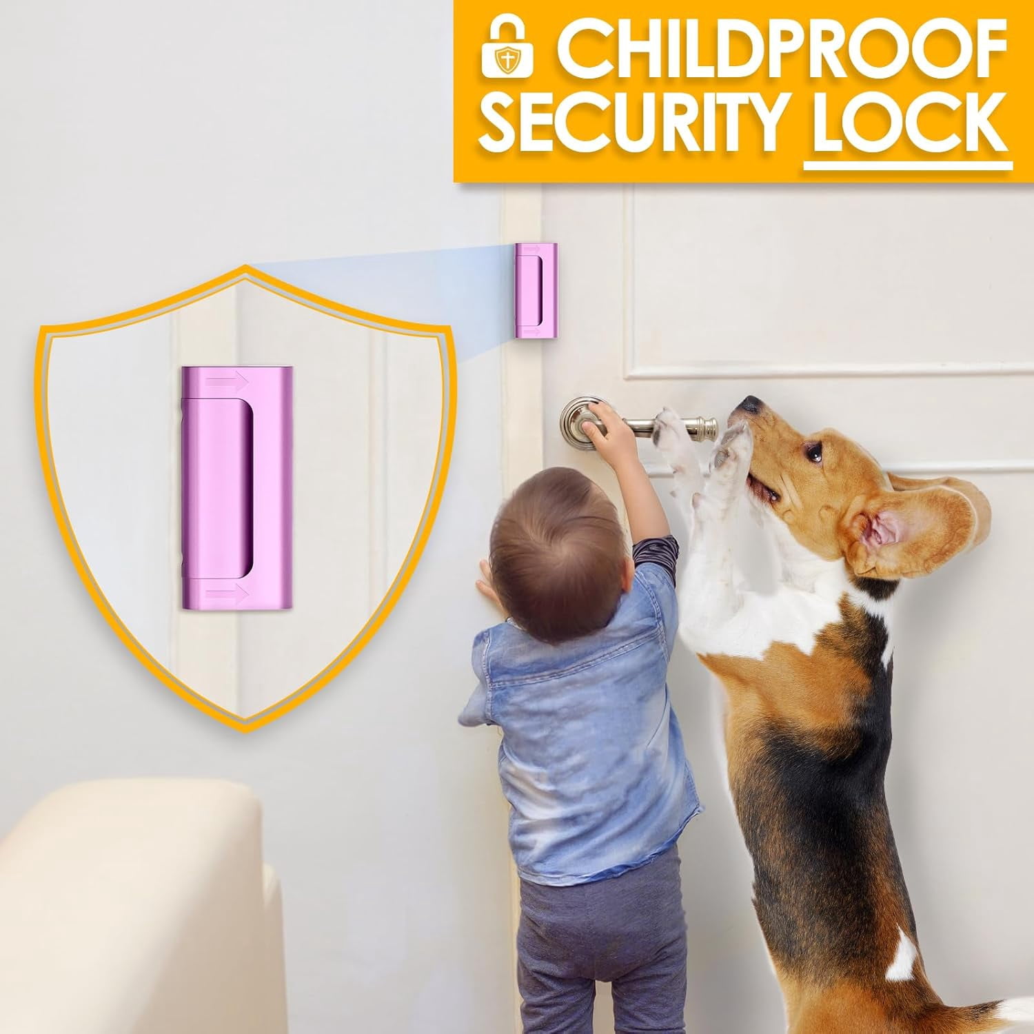Home Security Door Lock Door Reinforcement Lock Door Locks for Kids Safety Flip Door Lock Latch Childproof Night Lock Door Security Front Door Child Safety Lock
