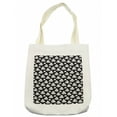 thumbnail image 1 of Christmas Tote Bag, Monochrome Print of Repeating Ornate Trees on a Backdrop with Polka Dots, Cloth Linen Reusable Bag for Shopping Books Beach and More, 16.5" X 14", Cream, by Ambesonne, 1 of 2
