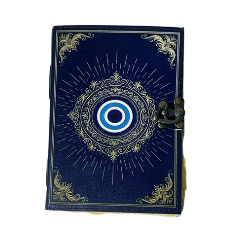 Evil Eye Leather Book of Shadows – 200 Pages Grimoire Journal, Witchcraft Spellbook, Wiccan Pagan Gothic Magic Diary Gift