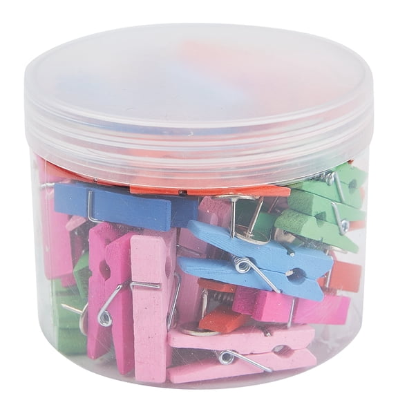 Colorful Decorative Push Pin with Wooden Clips, 45 PCS