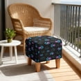 thumbnail image 4 of SCRAWLGOD Paws Print Blue Black Footstool Cover, Anti Scratch Ottoman Protector Dustproof Comfortable Rectangular Furniture Protection for Footrest Sofa, 4 of 7