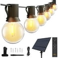 thumbnail image 1 of Ollny 60FT Solar Lights Outdoor, Waterproof Remote Control Dimmable Timers 3Modes String Light with 25 LED + 2 Spare Shatterproof Bulb, G40 Patio Lights for Outside Garden Yard Fence Porch, 1 of 7