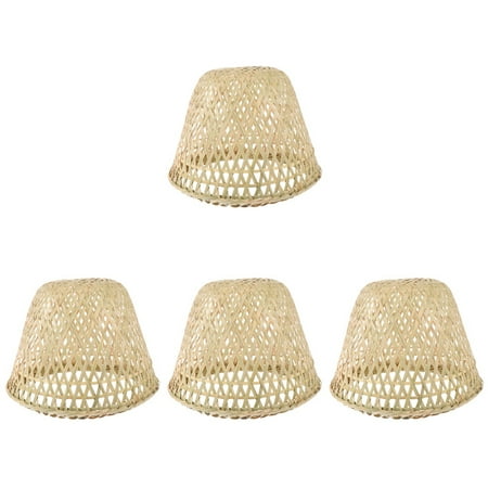 

FRCOLOR 4 pcs Bamboo Woven Lampshade Home Ceiling Light Cover Chic Light Accessory
