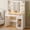 White: 35.4", variant on Fairy White Makeup Vanity Desk with Mirror, Lights, Power Outlet, Chair & Storage Drawer