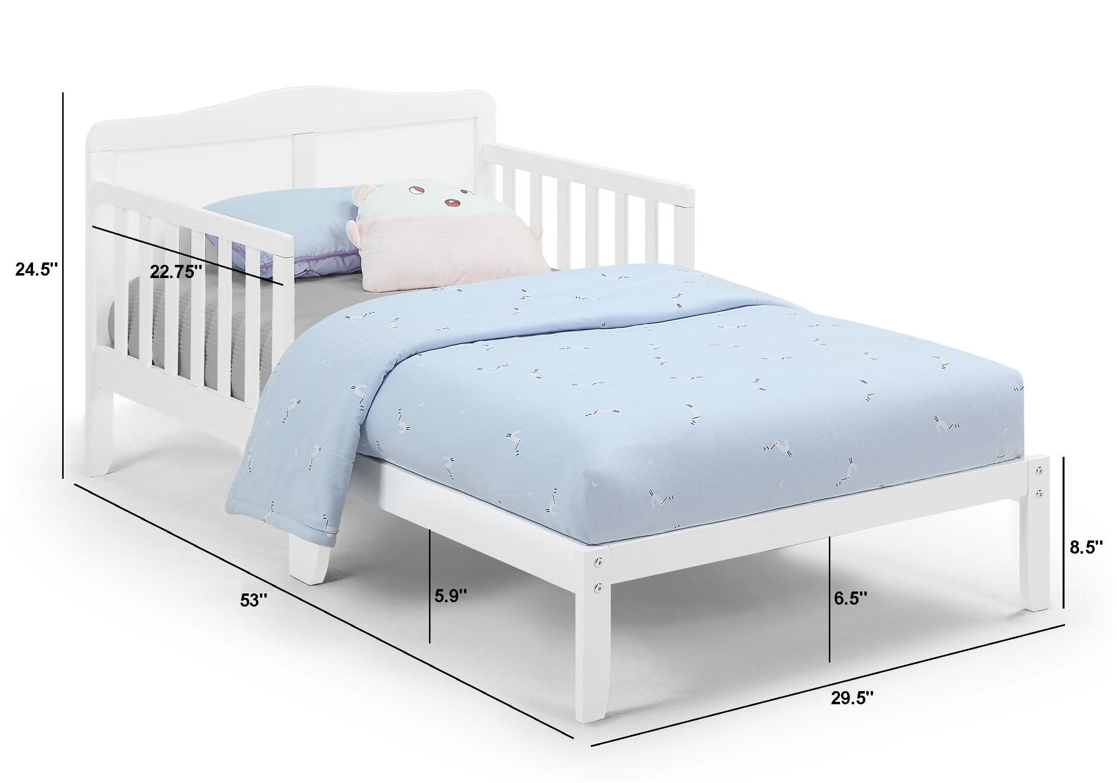 Olive & Opie Birdie Contemporary Wood Toddler Bed in Natural/White Wood Finish