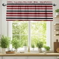 thumbnail image 2 of Red Black Valances for Windows, 42 x 12in, White Stripe Rod Pocket Kitchen Valance Curtain Light Filtering Window Treatments for Living Room Bedroom, 1 Panel, 2 of 7