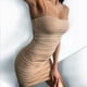 thumbnail image 5 of Vestido de verano sin mangas con cuello barco para mujer Vestido ajustado para club nocturno, Caqui, L kenally AP1098-07B, 5 of 7