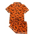 thumbnail image 6 of WTOBBY Ladies' Two-Piece Halloween Pajamas Set Loose Fit Short Sleeve Top & Soft Shorts Printed Sleepwear Comfortable Loungewear Home Wear Cozy Outfit,Saffron 3XL, 6 of 6