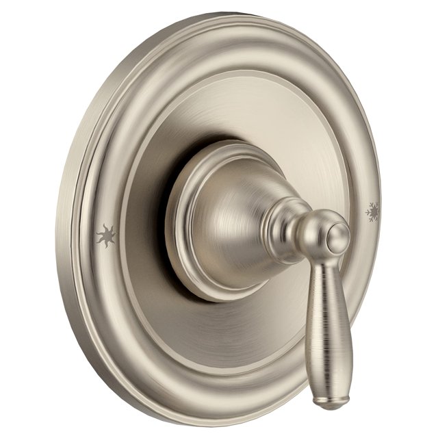 Moen Brantford T2151BN - Kit tradicional de equilibrio de presión de níquel cepillado para tina y ducha, mango de palanca de ducha de baño con escudo (se r Moen NA