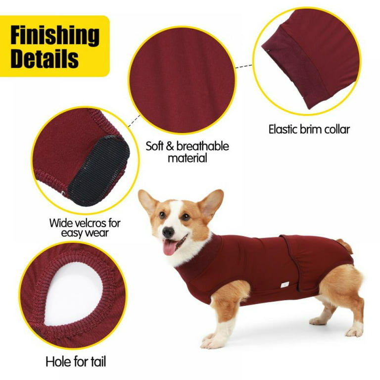 Savlot Recovery Suit for Dogs Cats After Surgery, Professional Pet Recovery  Shirt, Substitute E-Collar & Cone,Prevent Licking Dog Pet Surgery Recovery  Suit，Red XS 