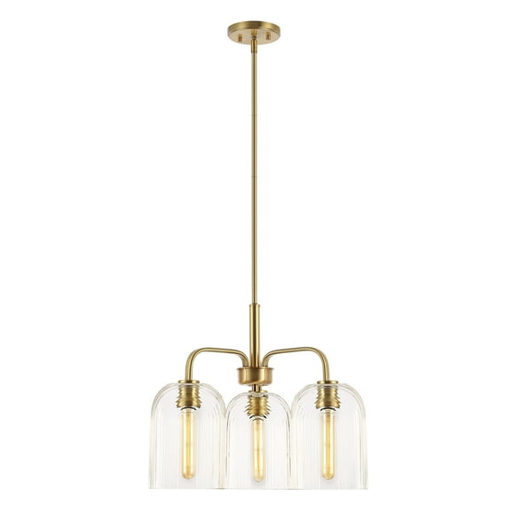 SAFAVIEH Romeyn 3-Light LED Gold Glass Pendant Light with Clear Glass Shade