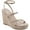 Beige, variant on MARC FISHER Womens Black Strappy Studded Zig Square Toe Wedge Buckle Heeled Sandal 10 M